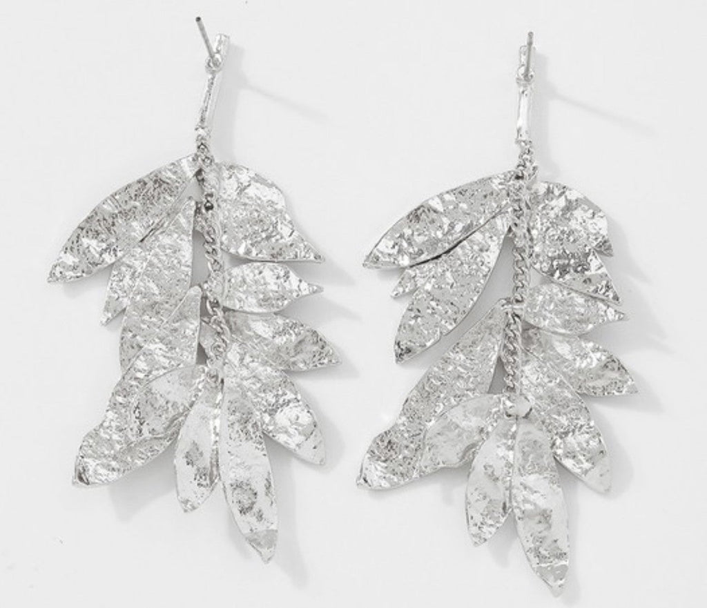 Foil Flake Leaf Earrings