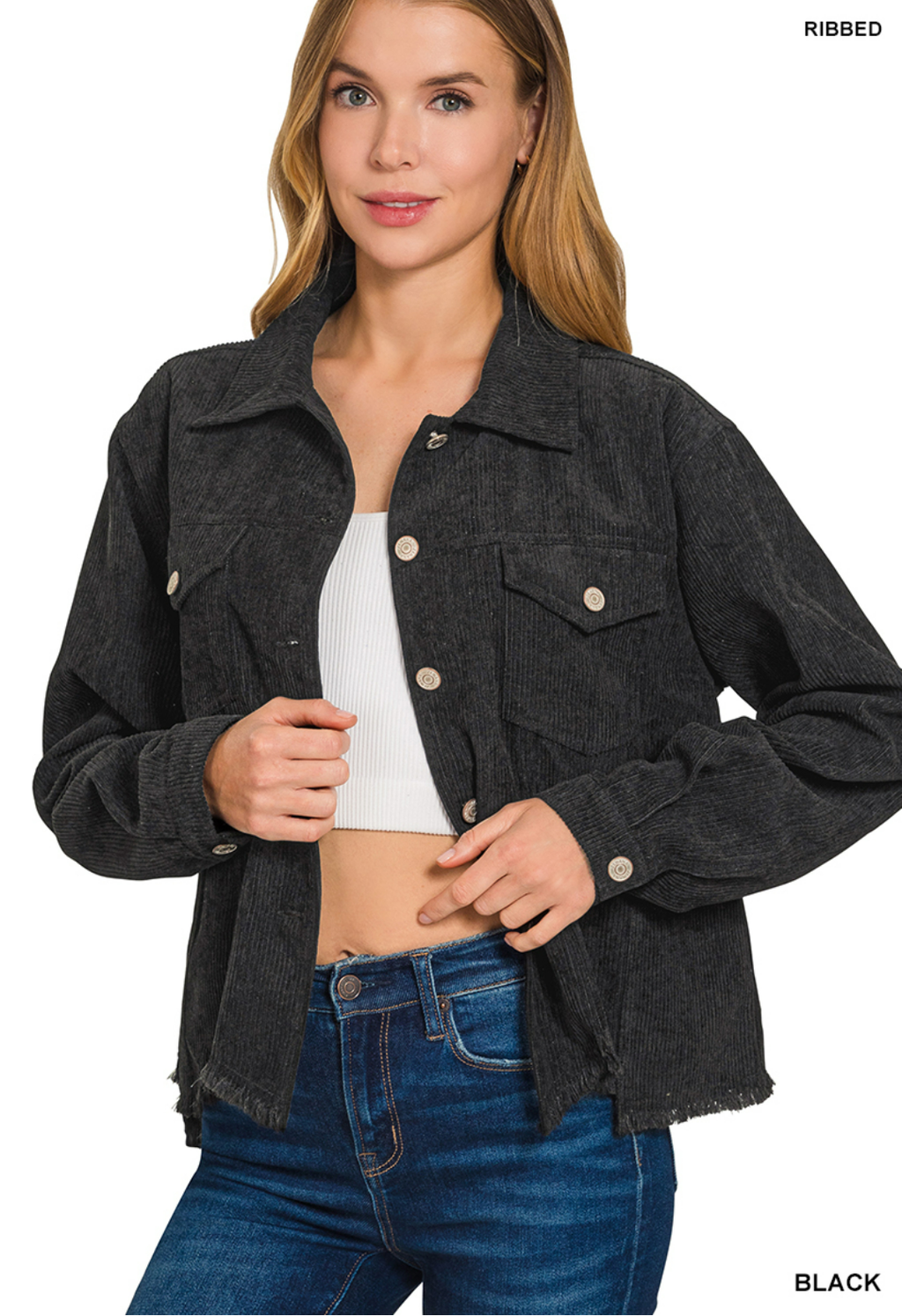 Dilhia Distressed Corduroy Jacket