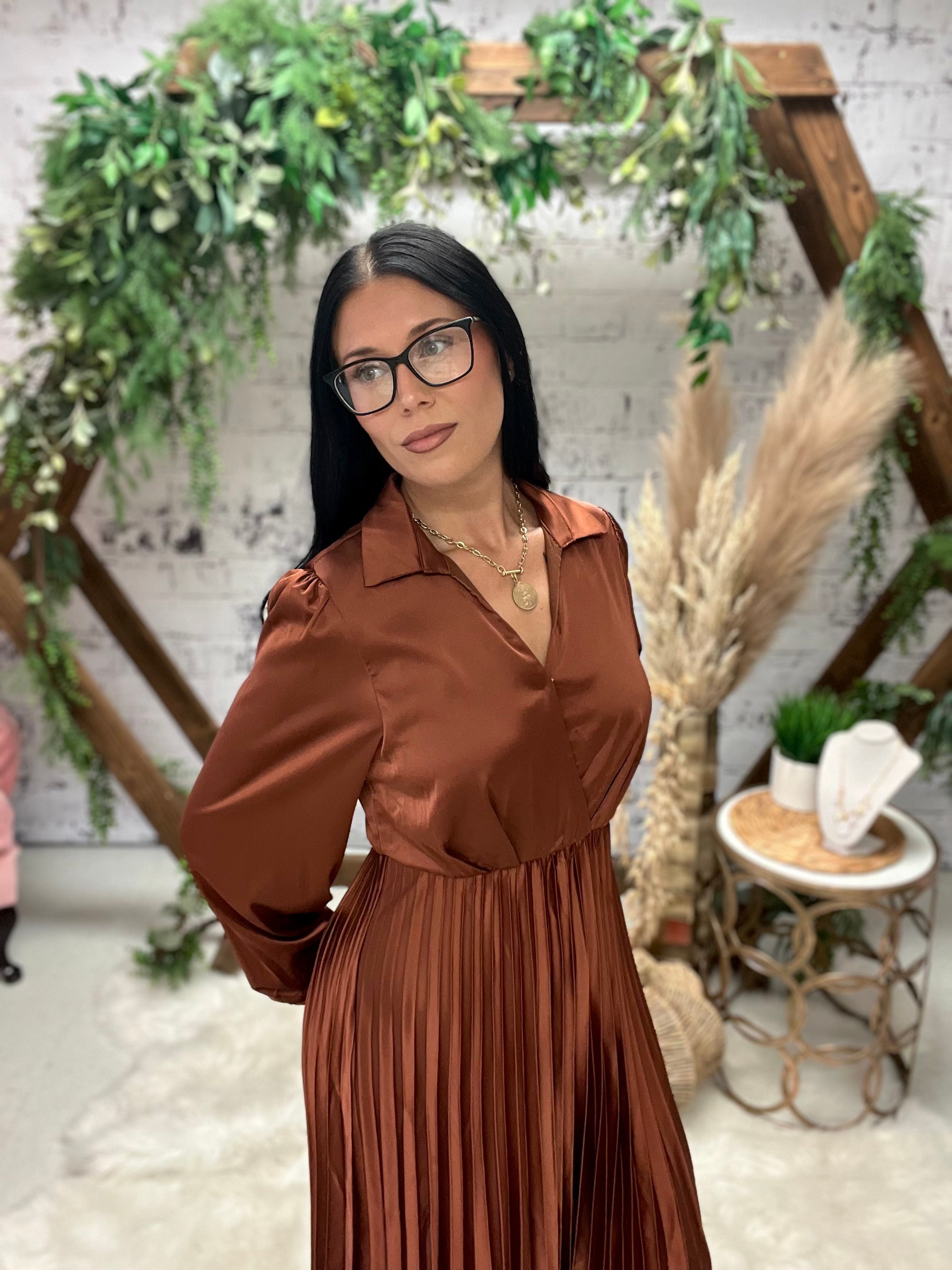 Elegance First Satin Midi Dress