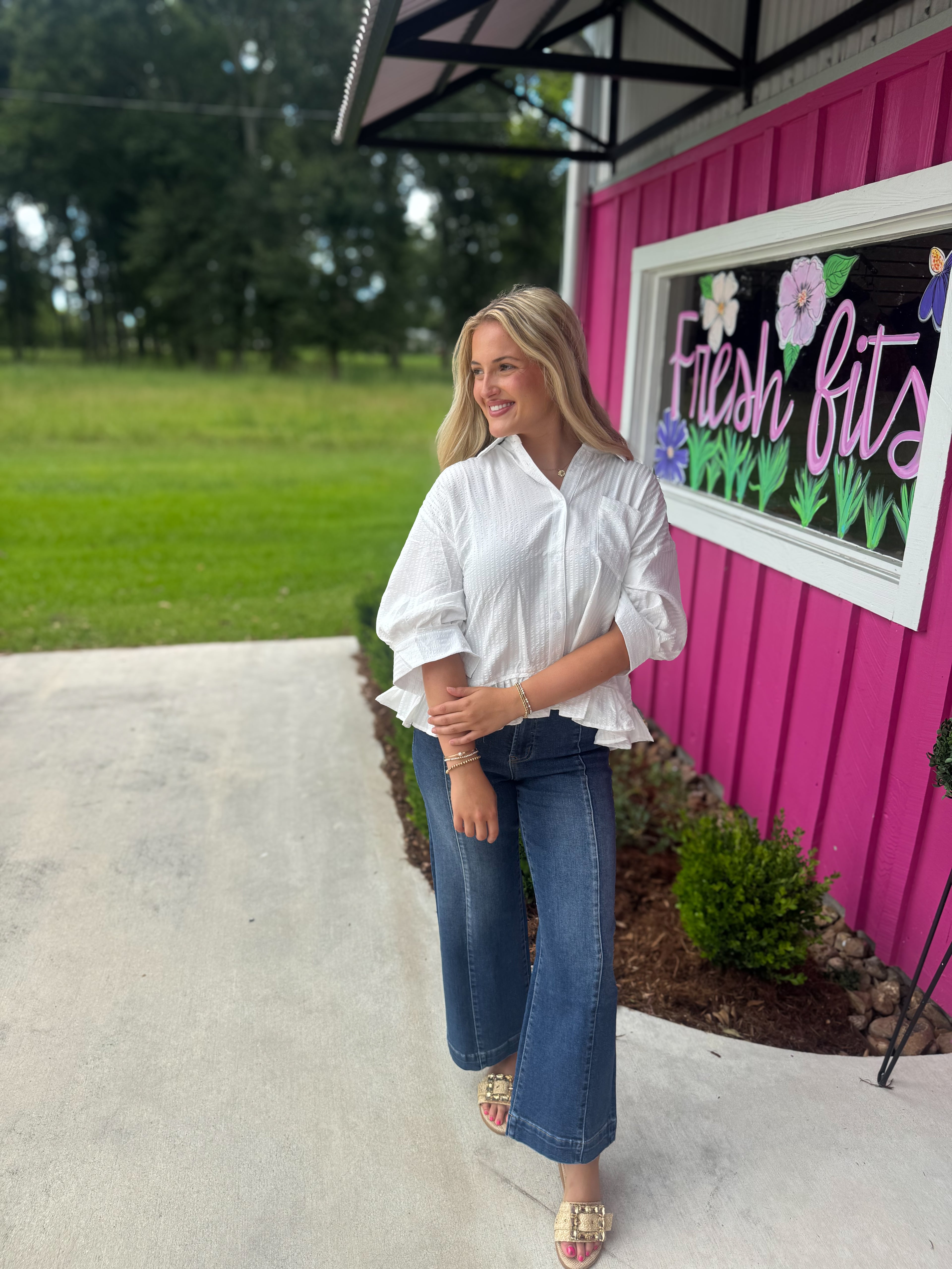 Coastal Elegance Ruffle Blouse