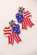 Flag Bow Beaded Earrings