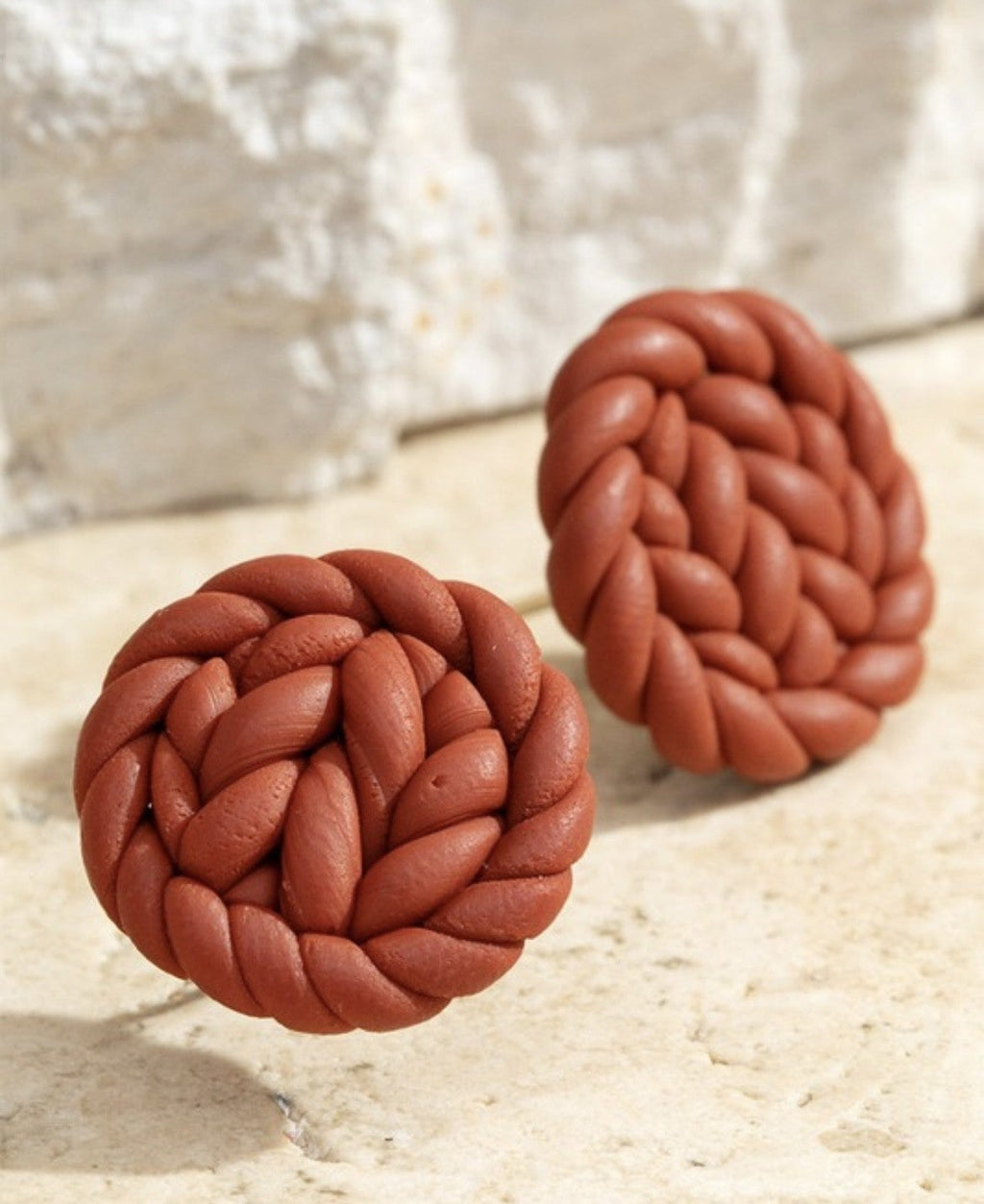 Braided Clay Stud Earrings
