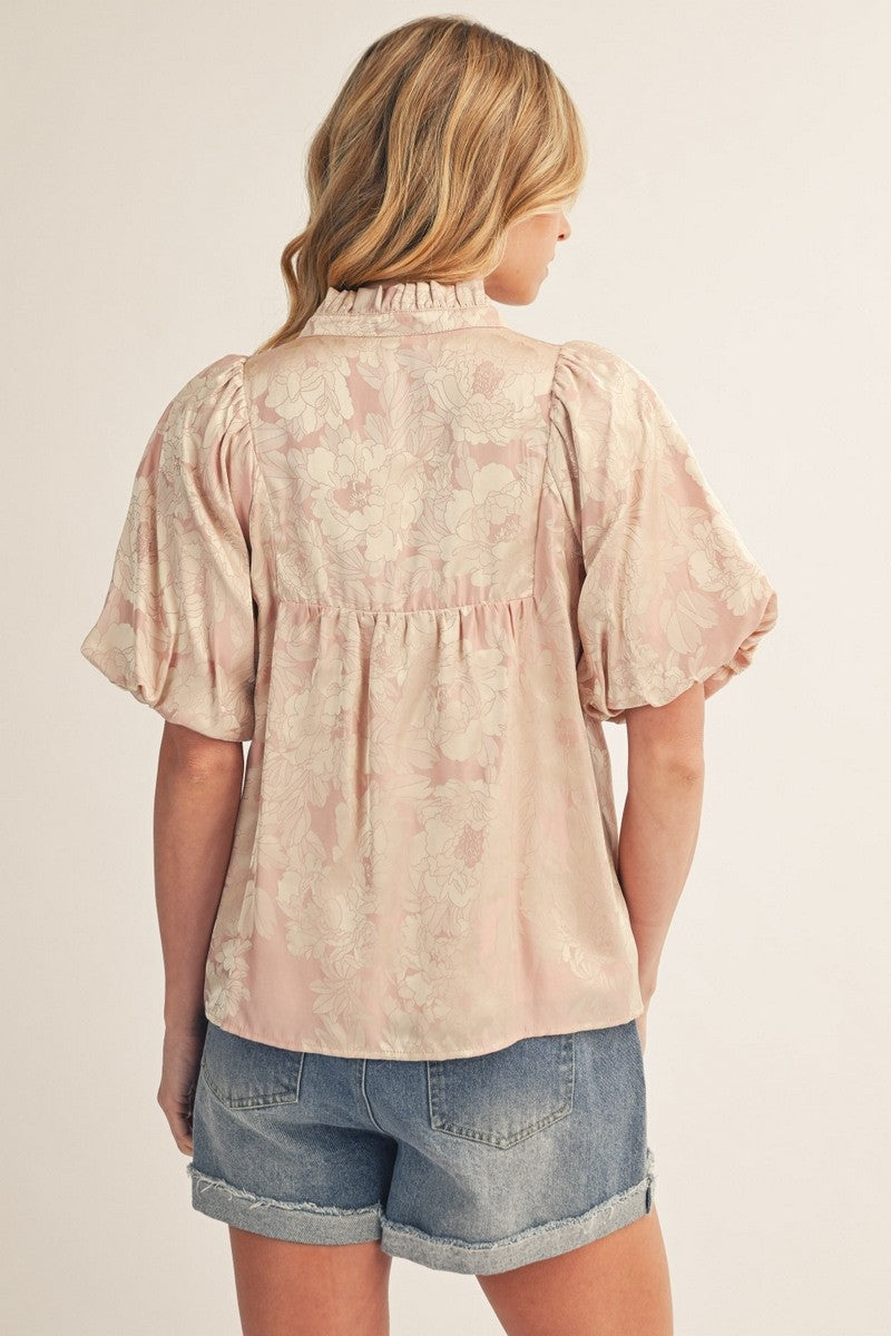 Blushing Peony Satin Blouse