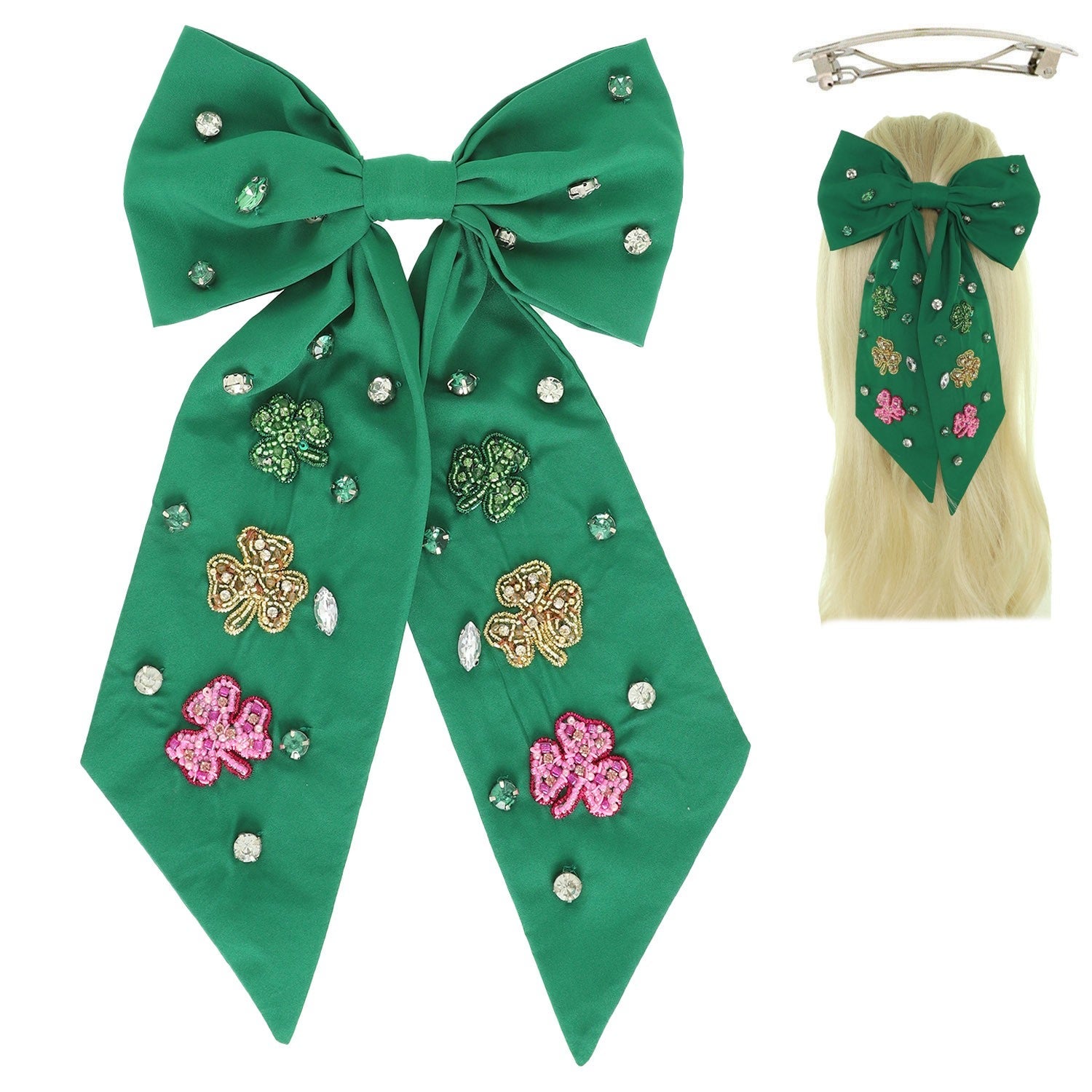 Shamrock Bow Barrette