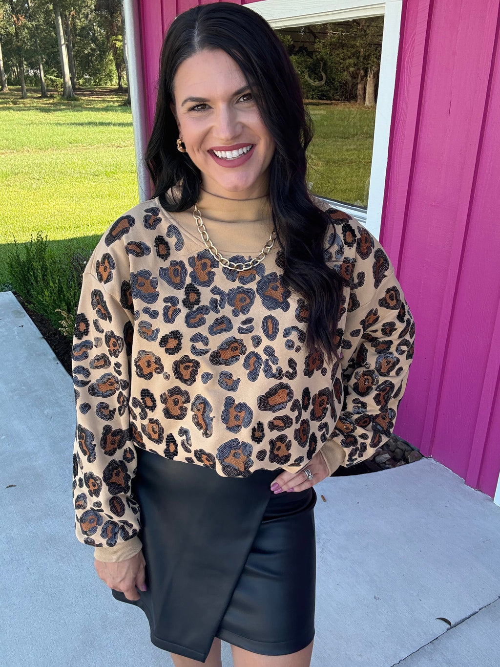 Leopard Mock Neck Sweatshirt