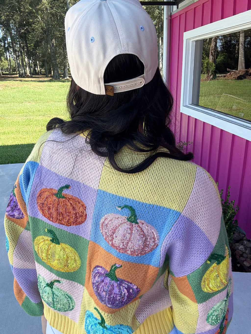 Pastel Colorblock Pumpkin Cardigan