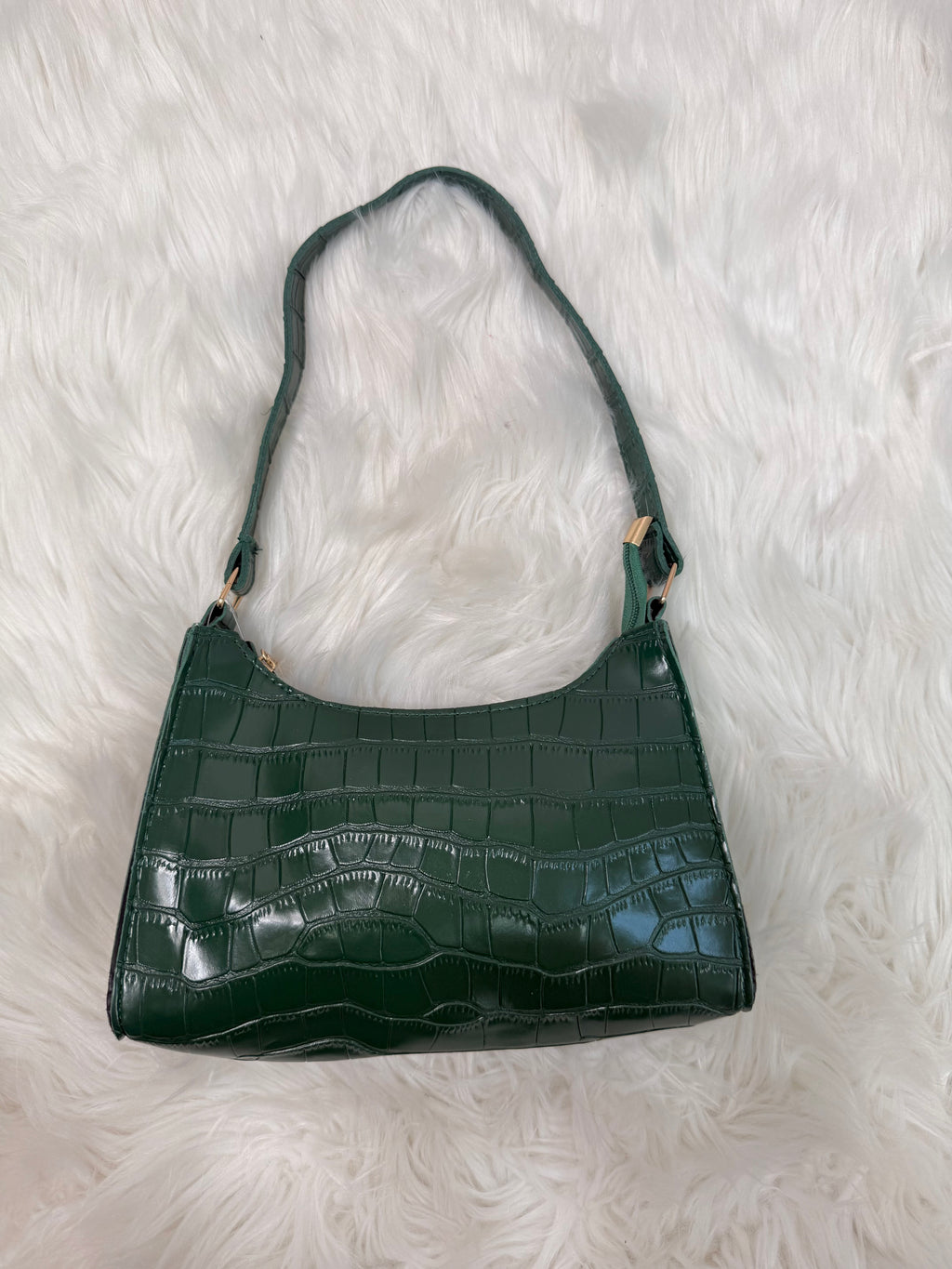 Emerald Allure Croc Shoulder Bag