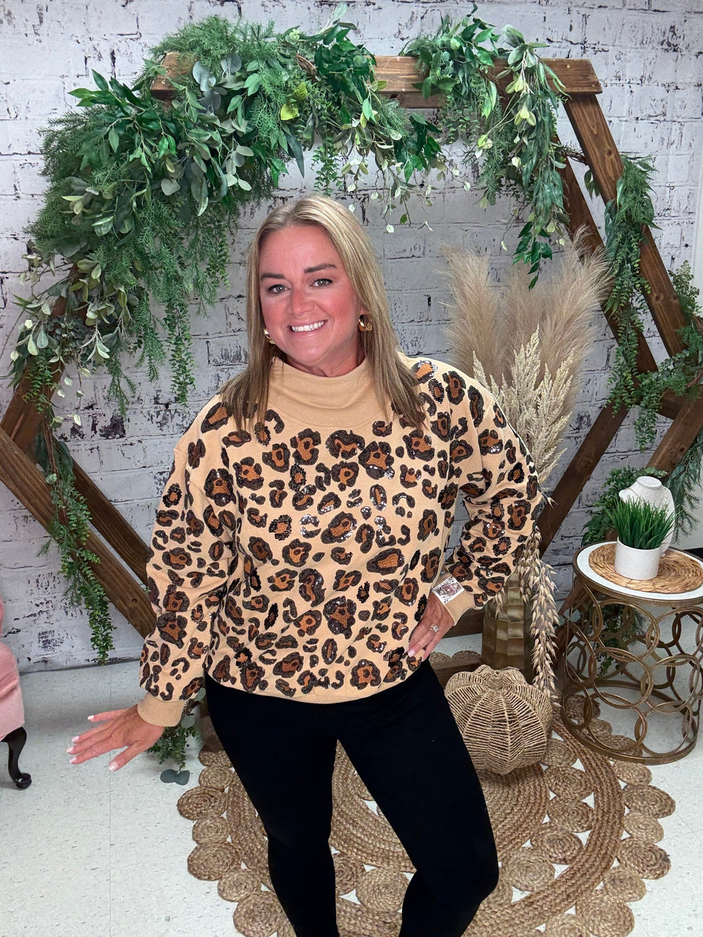Leopard Mock Neck Sweatshirt
