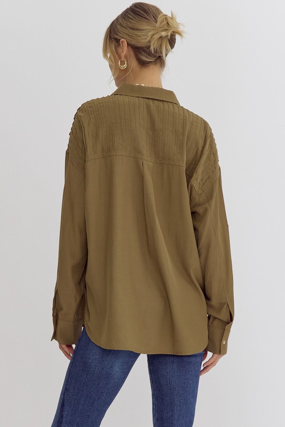 The Sutton Pintuck Button Blouse