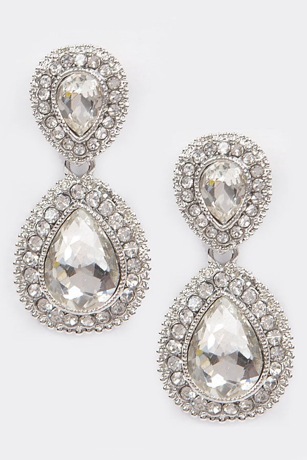 Oval Drop Rhinestone Earrings