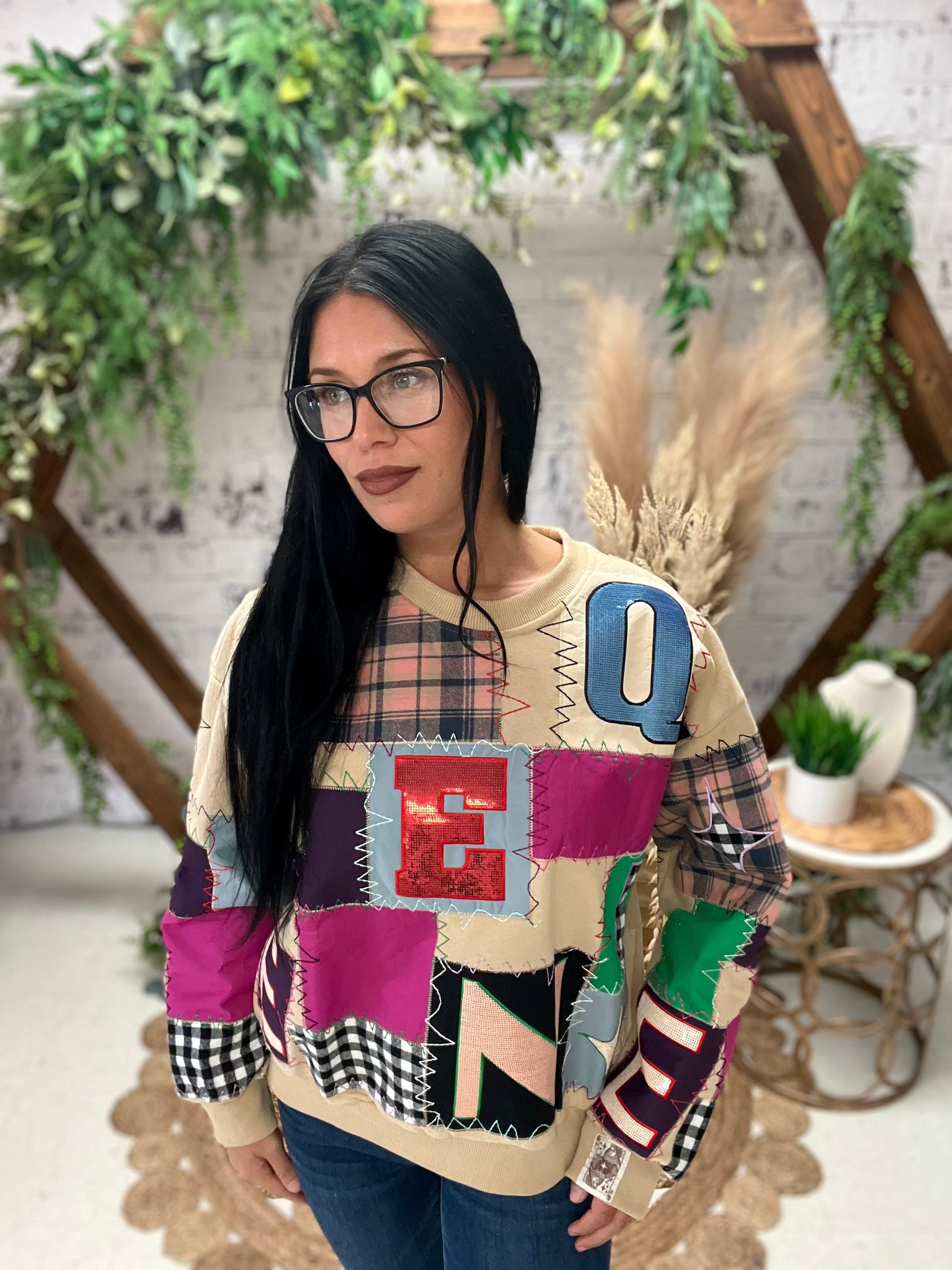 Multi Queen Patchwork Sweatshirt