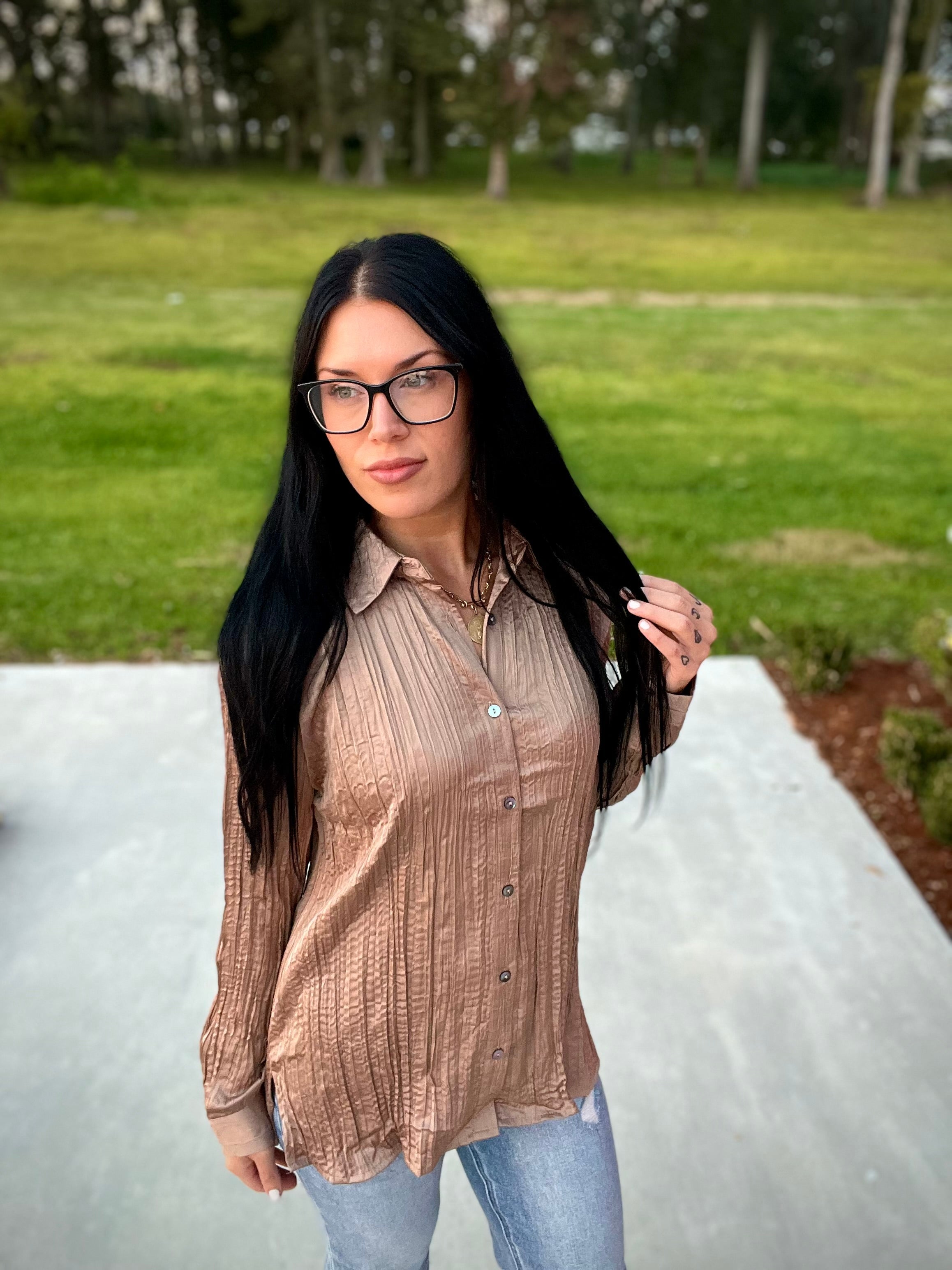 The Lennox Textured Button Blouse