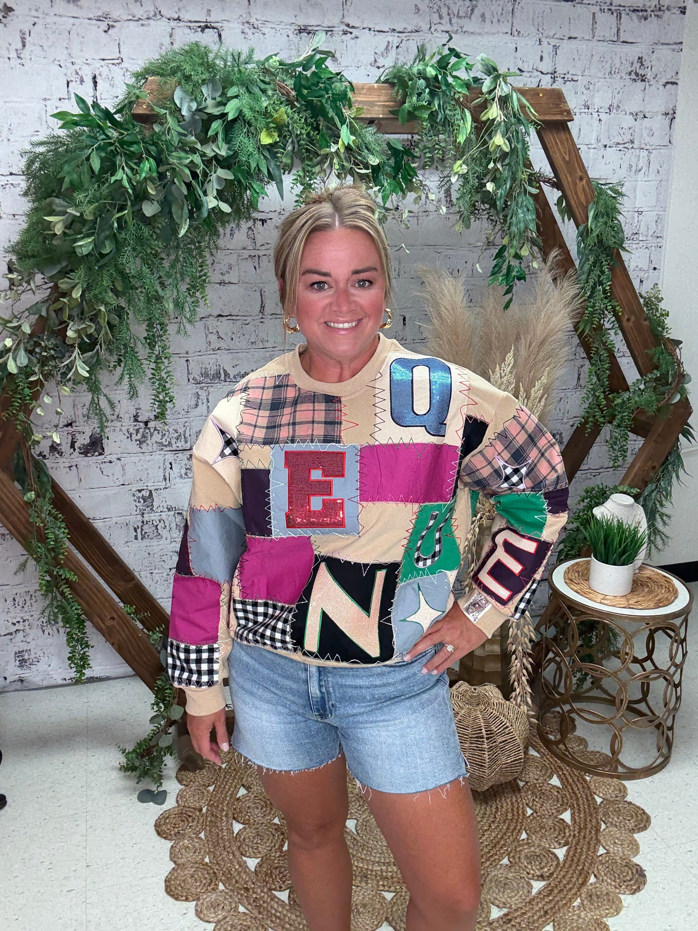 Multi Queen Patchwork Sweatshirt