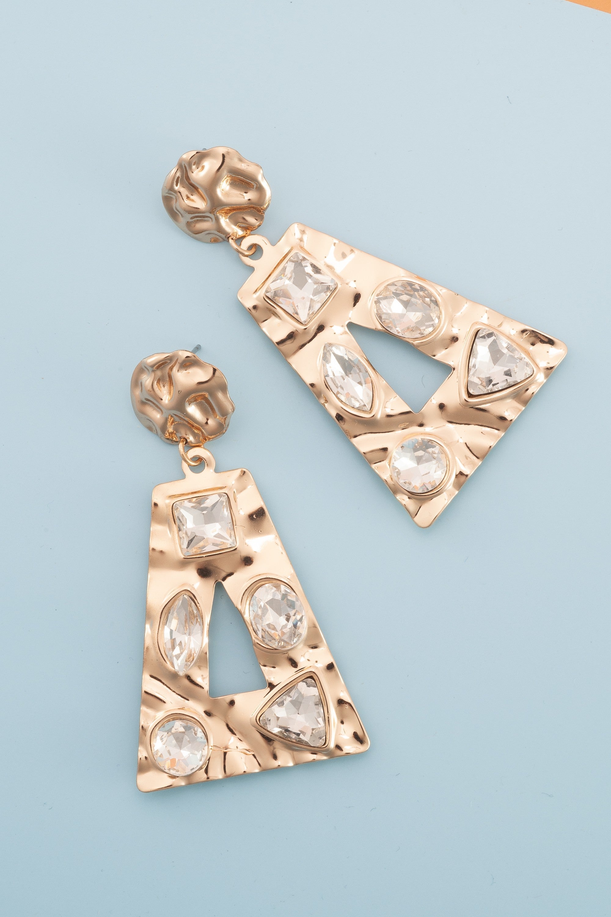 Hammered Rhinestone Earrings
