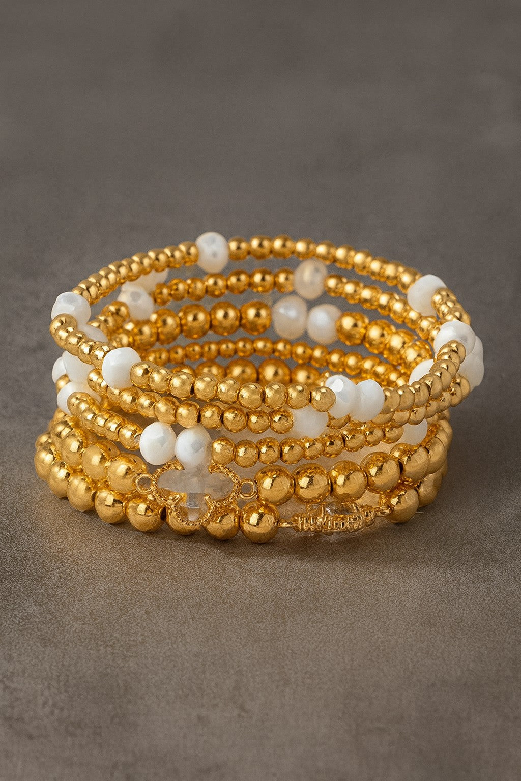 Stack Five Glass Clovers Bracelets
