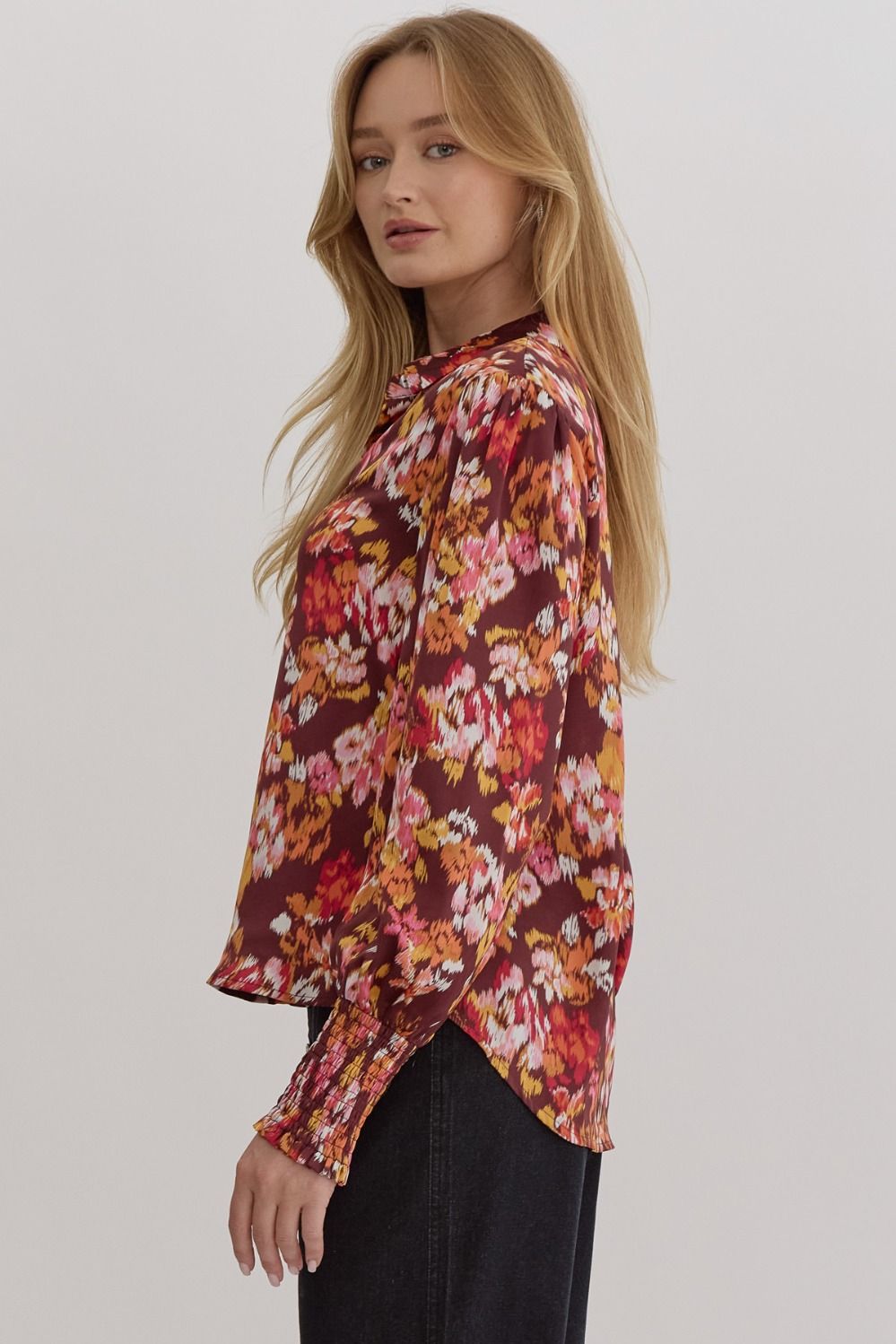 Autumn Bloom Satin Blouse