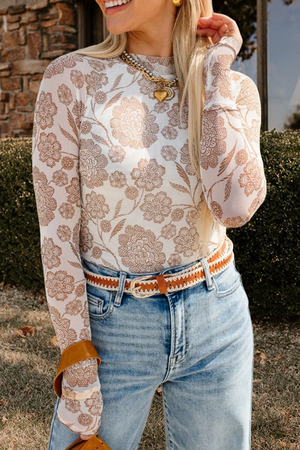 Golden Garden Mesh Top