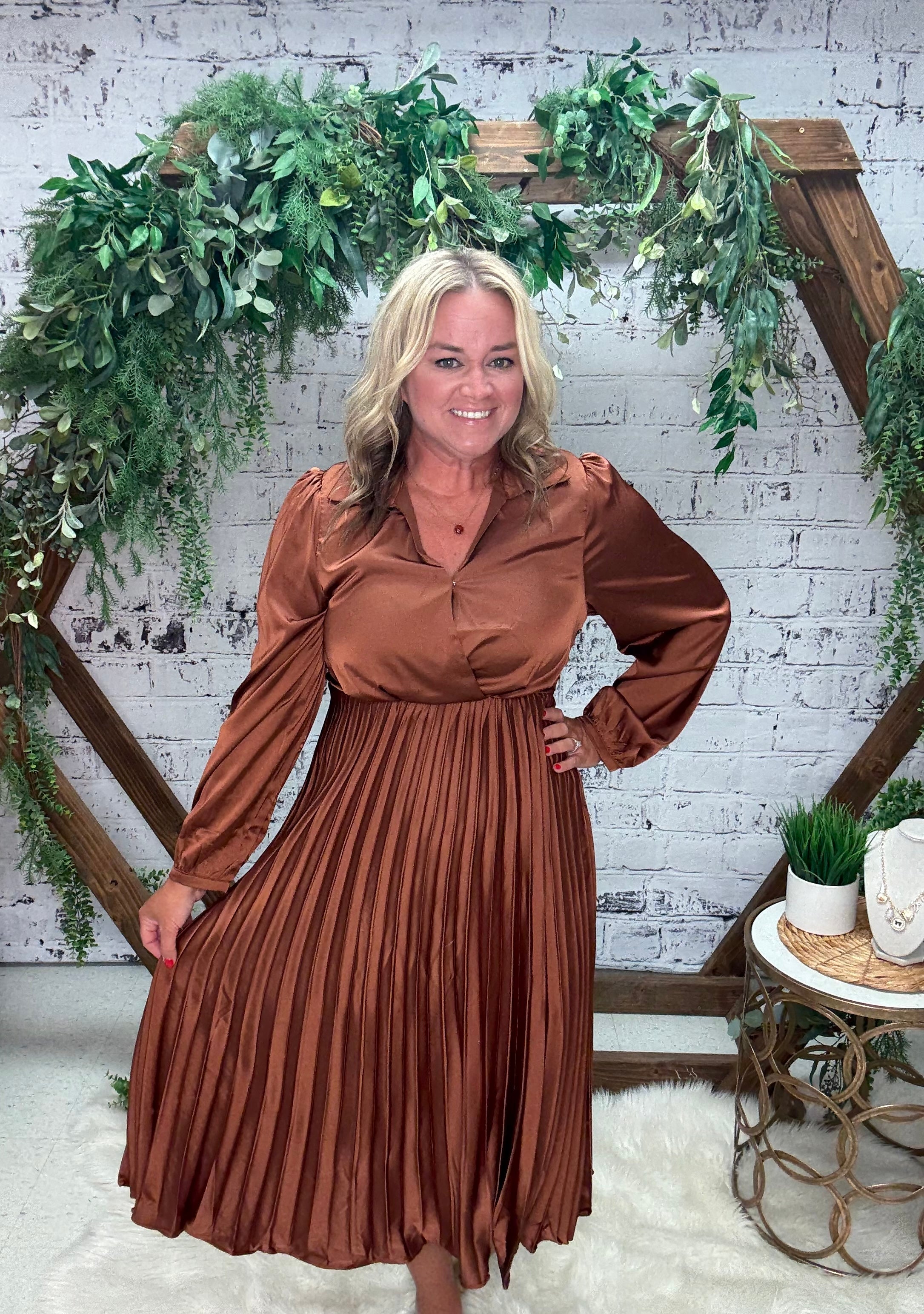 Elegance First Satin Midi Dress