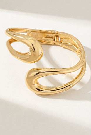 Sculptural Open-form Gold Bangle