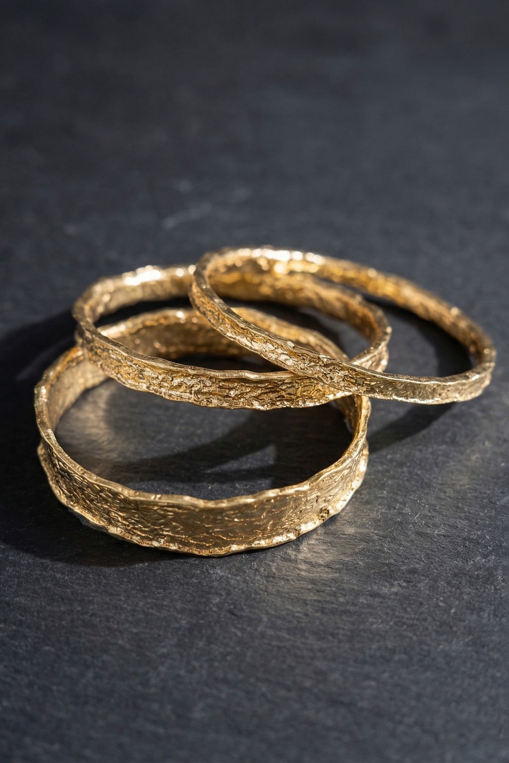Golden Texture Bangle Set