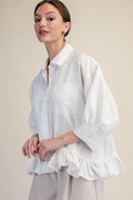 Coastal Elegance Ruffle Blouse