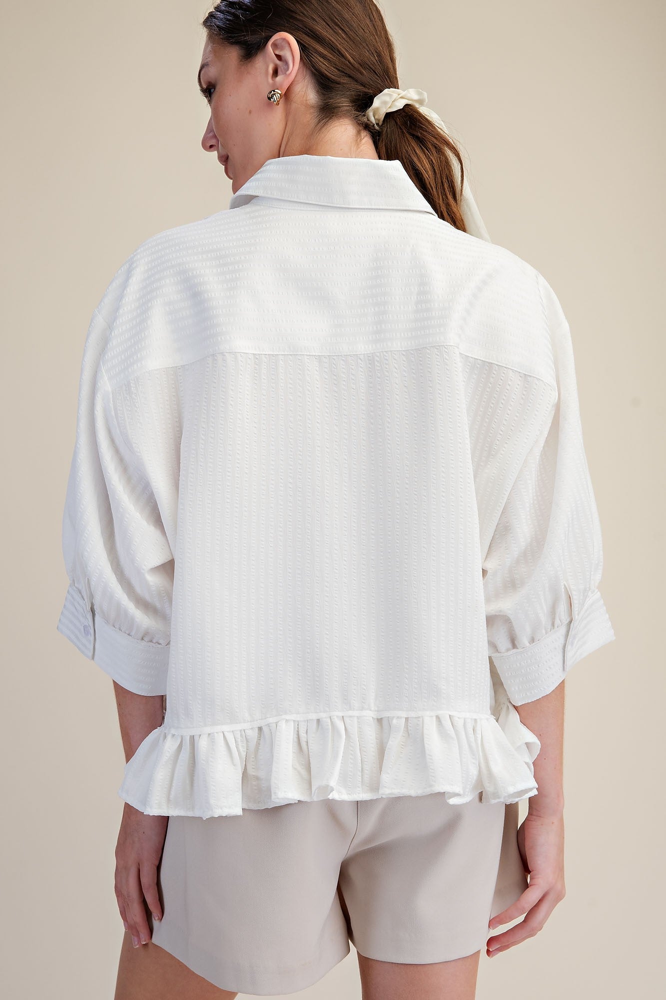 Coastal Elegance Ruffle Blouse