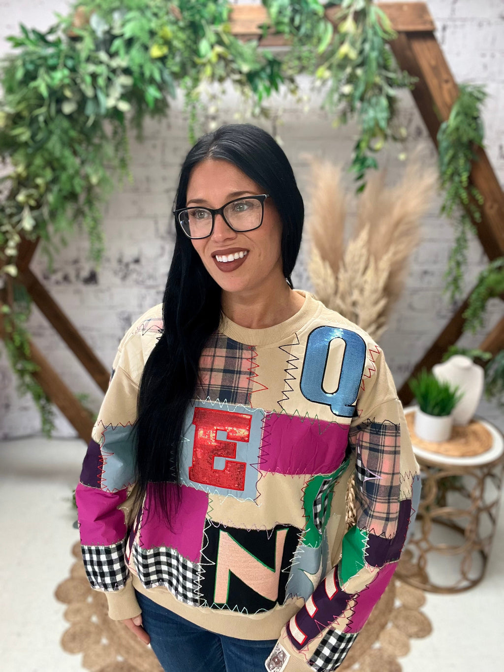 Multi Queen Patchwork Sweatshirt