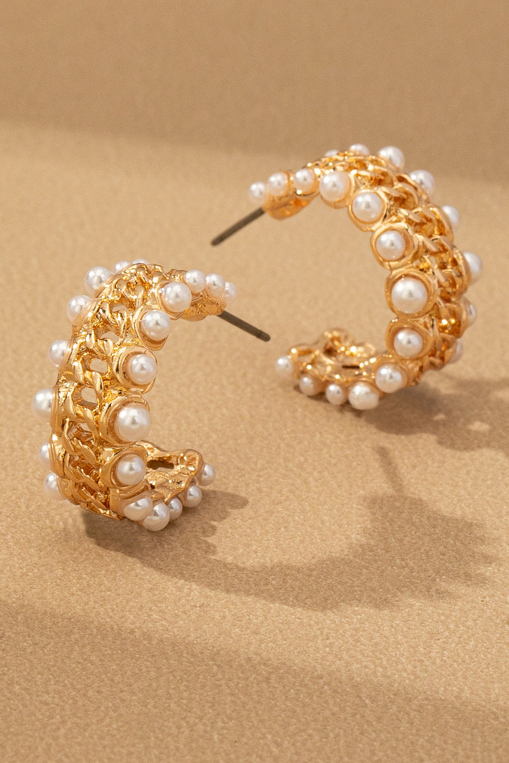 Pearls & Chains Hoop Earrings