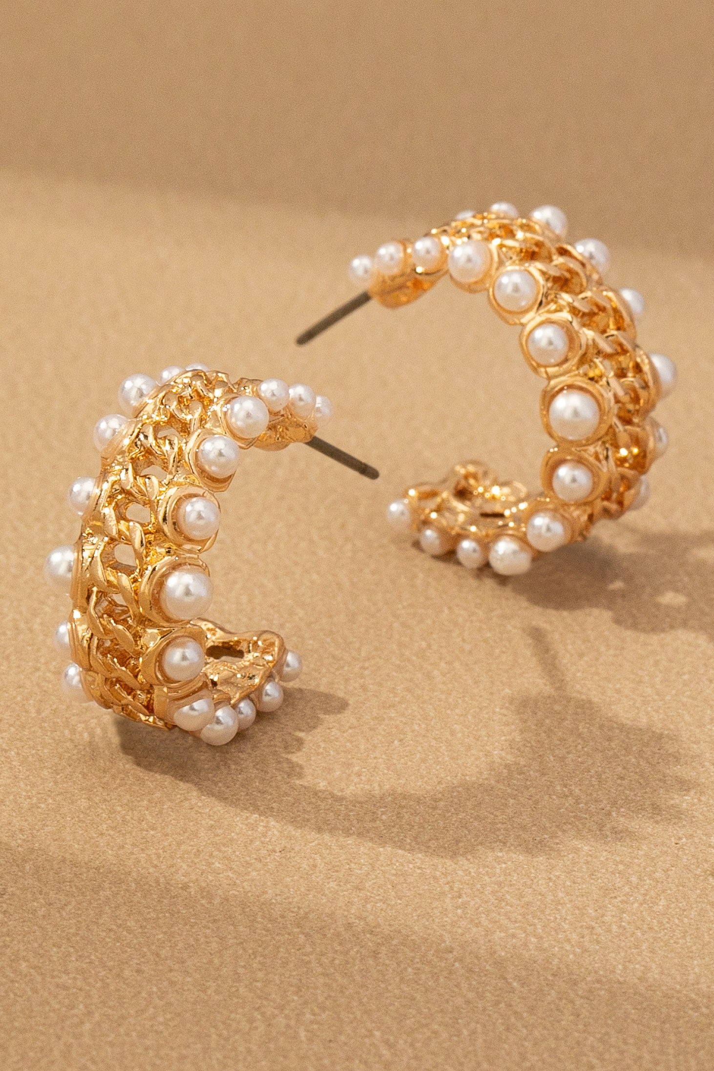 Pearls & Chains Hoop Earrings