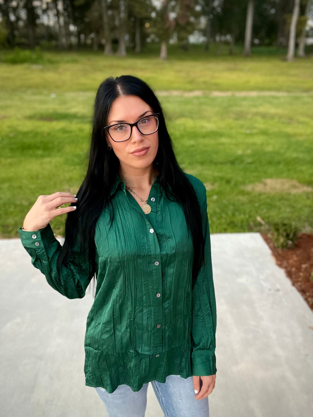 The Lennox Textured Button Blouse