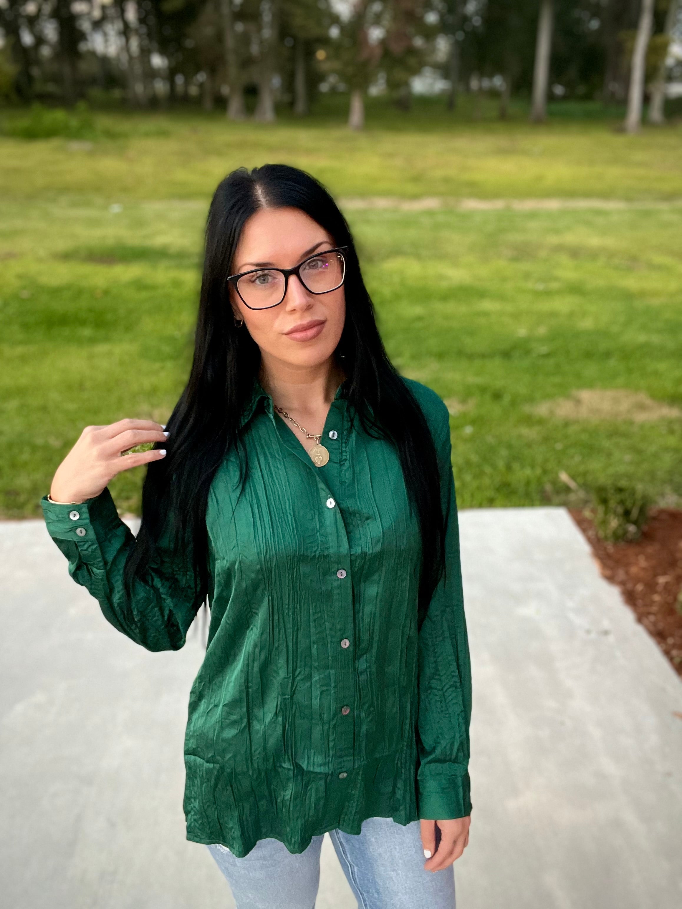 The Lennox Textured Button Blouse