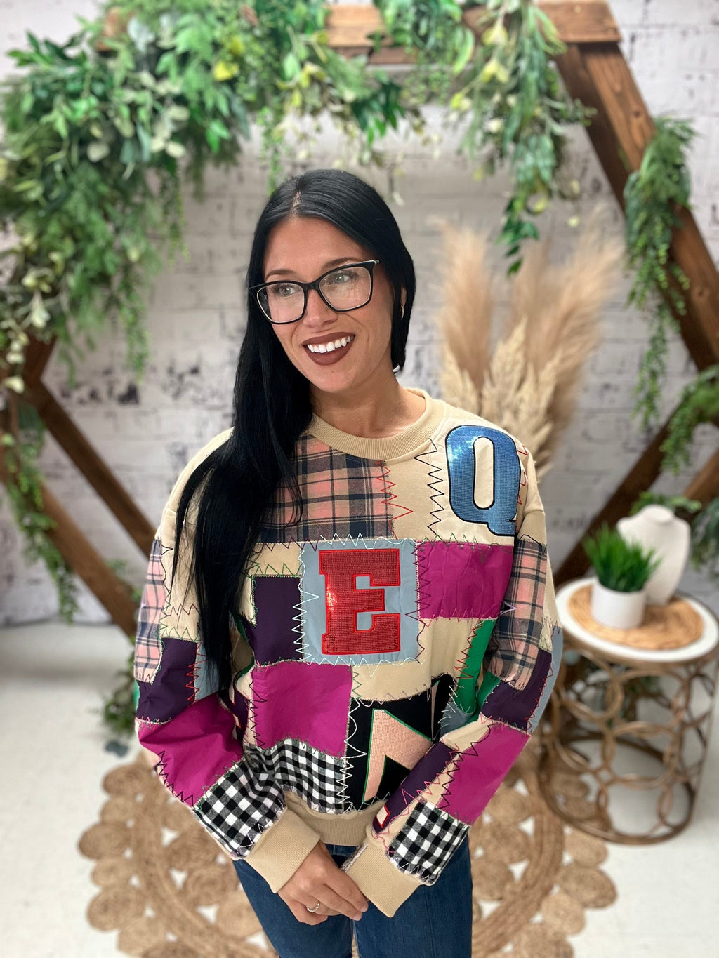 Multi Queen Patchwork Sweatshirt