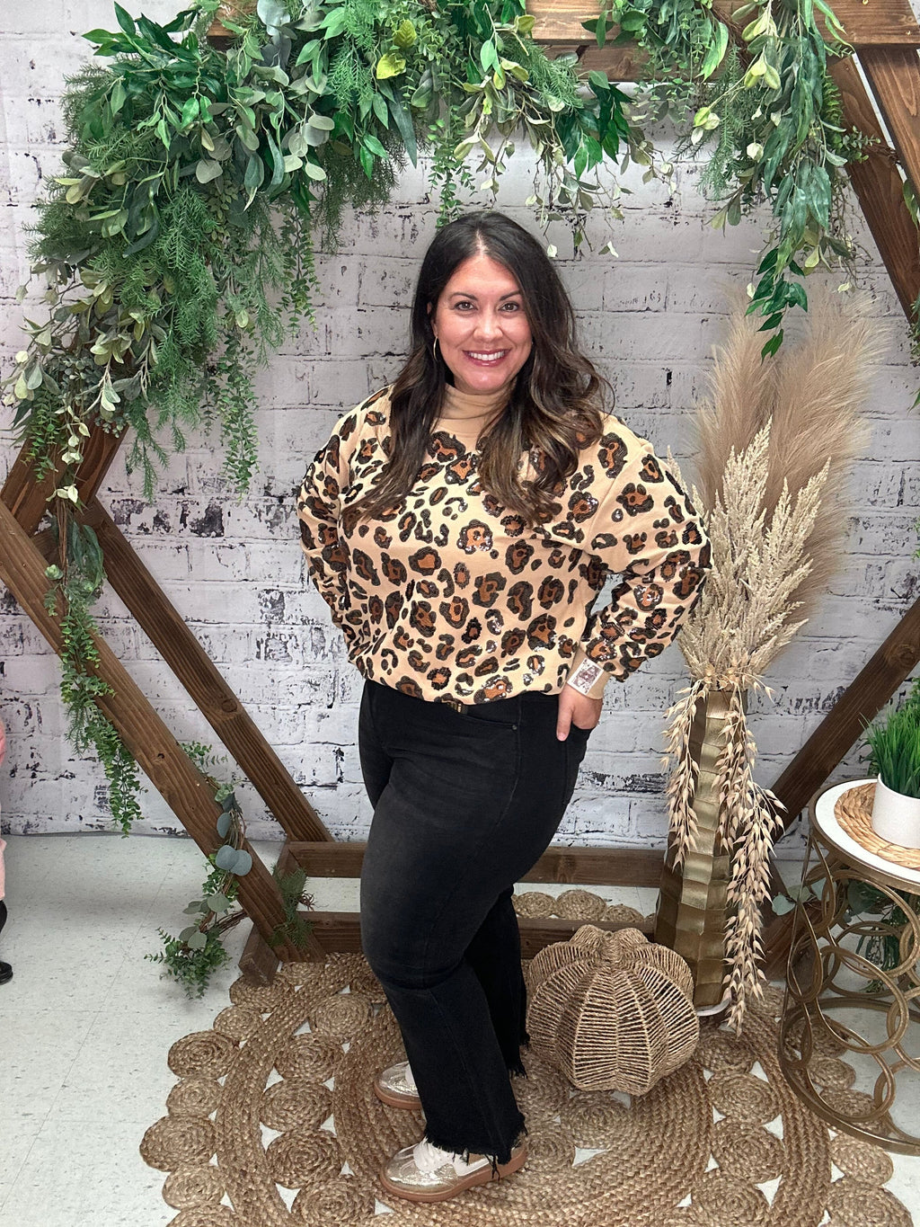 Leopard Mock Neck Sweatshirt