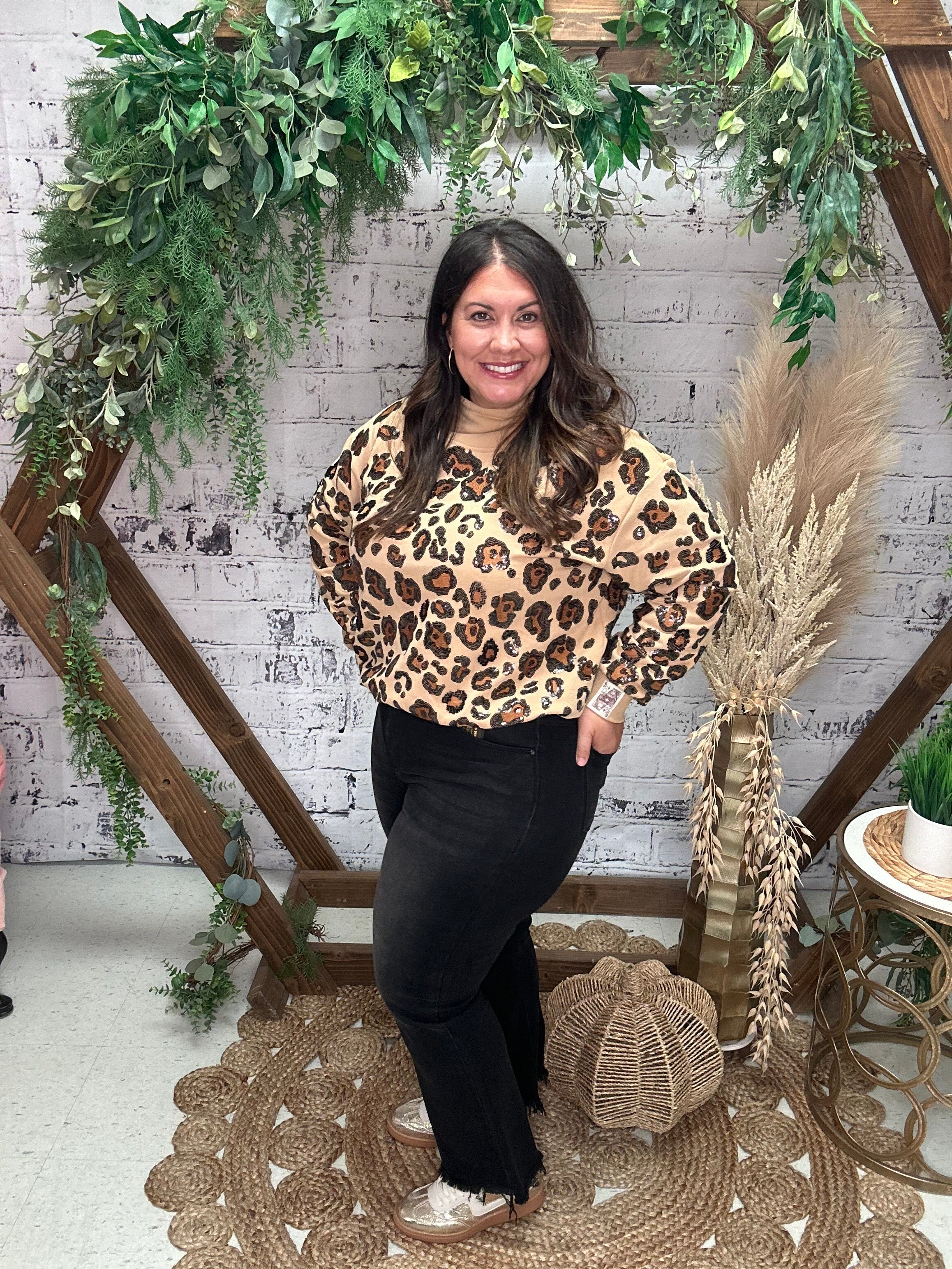 Leopard Mock Neck Sweatshirt