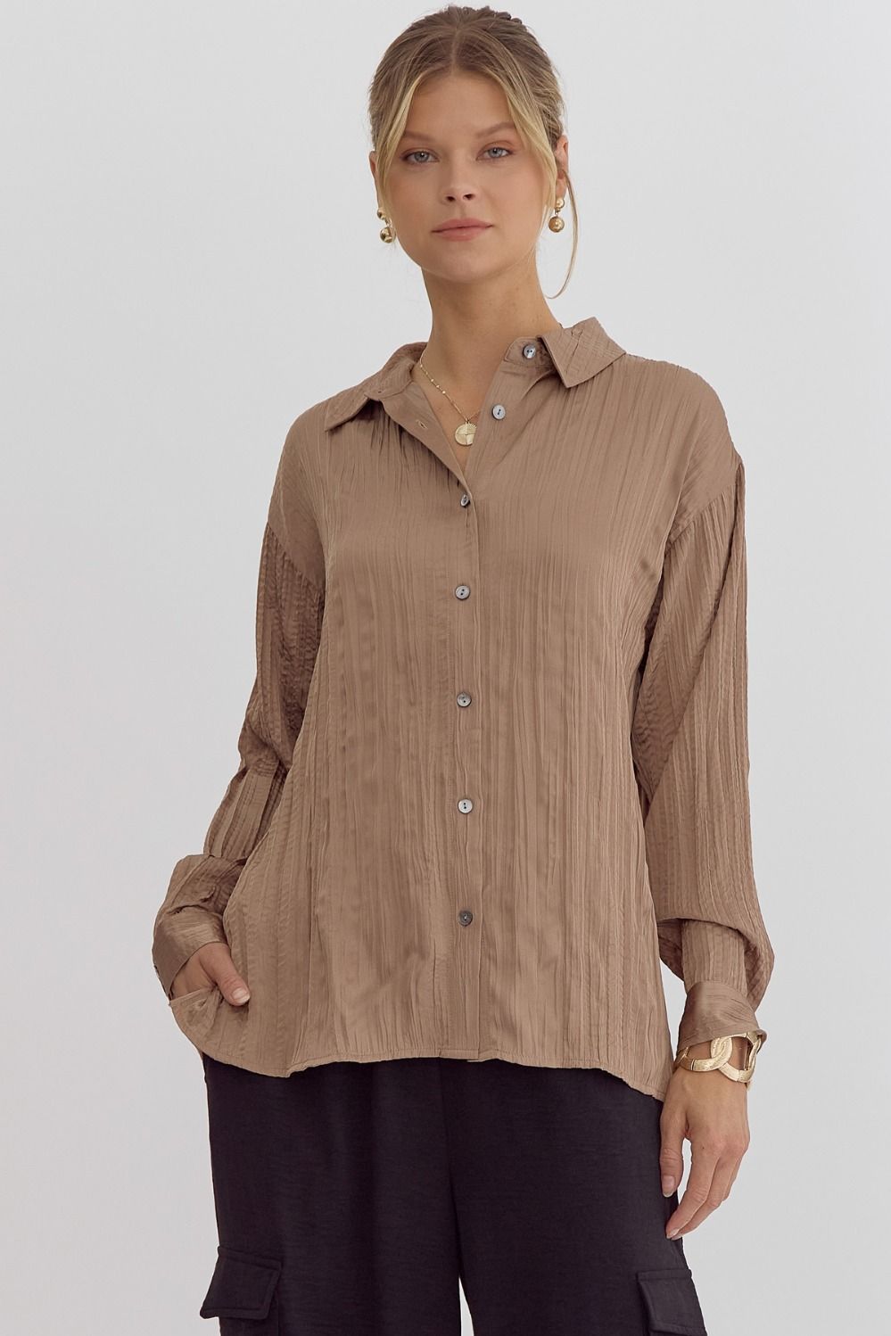 The Lennox Textured Button Blouse