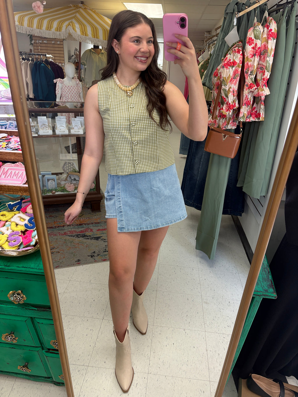 Olive Grove Gingham Top