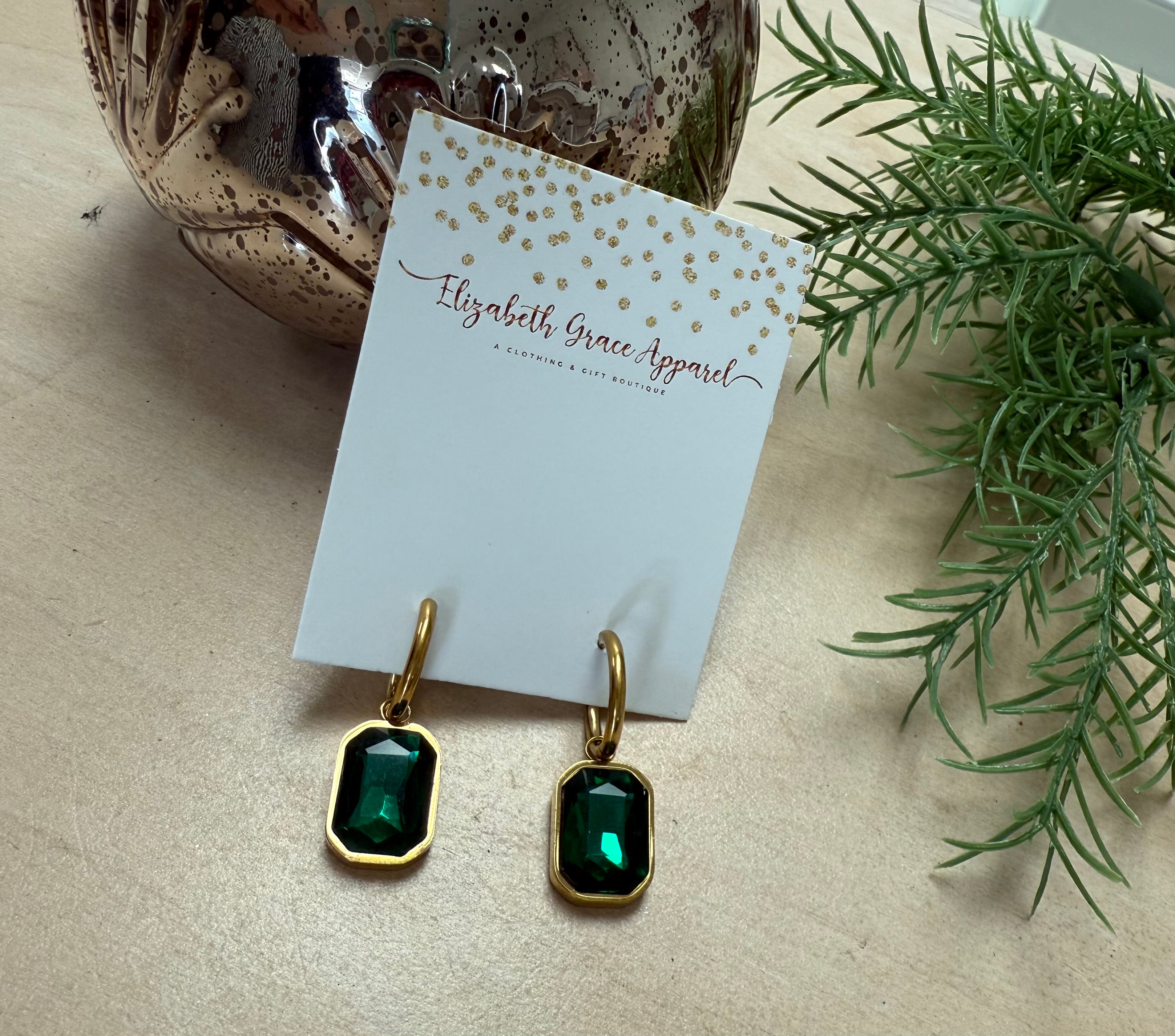 Emerald Elegance Hoops