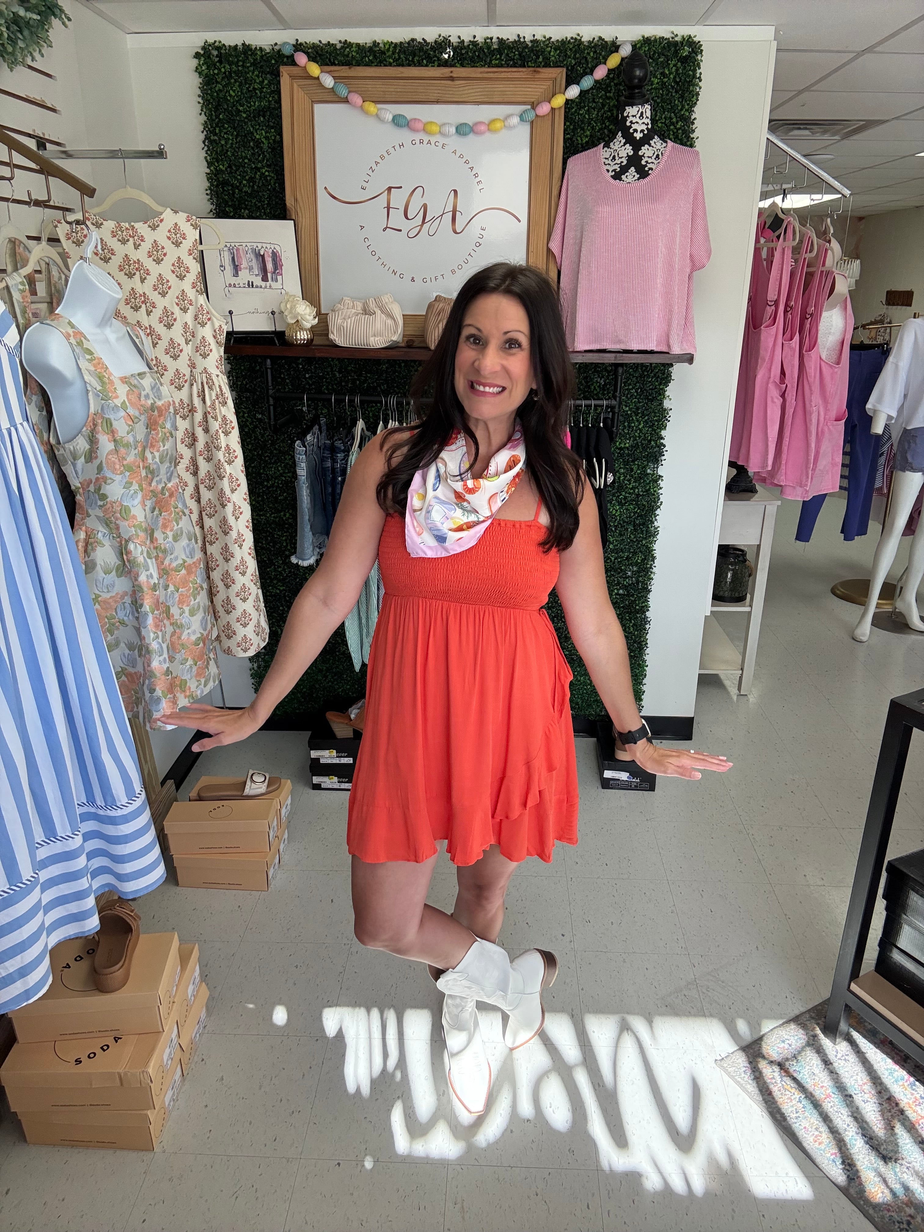 Scarlet Sunset Smocked Dress