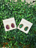 Polished Gem Statement Studs