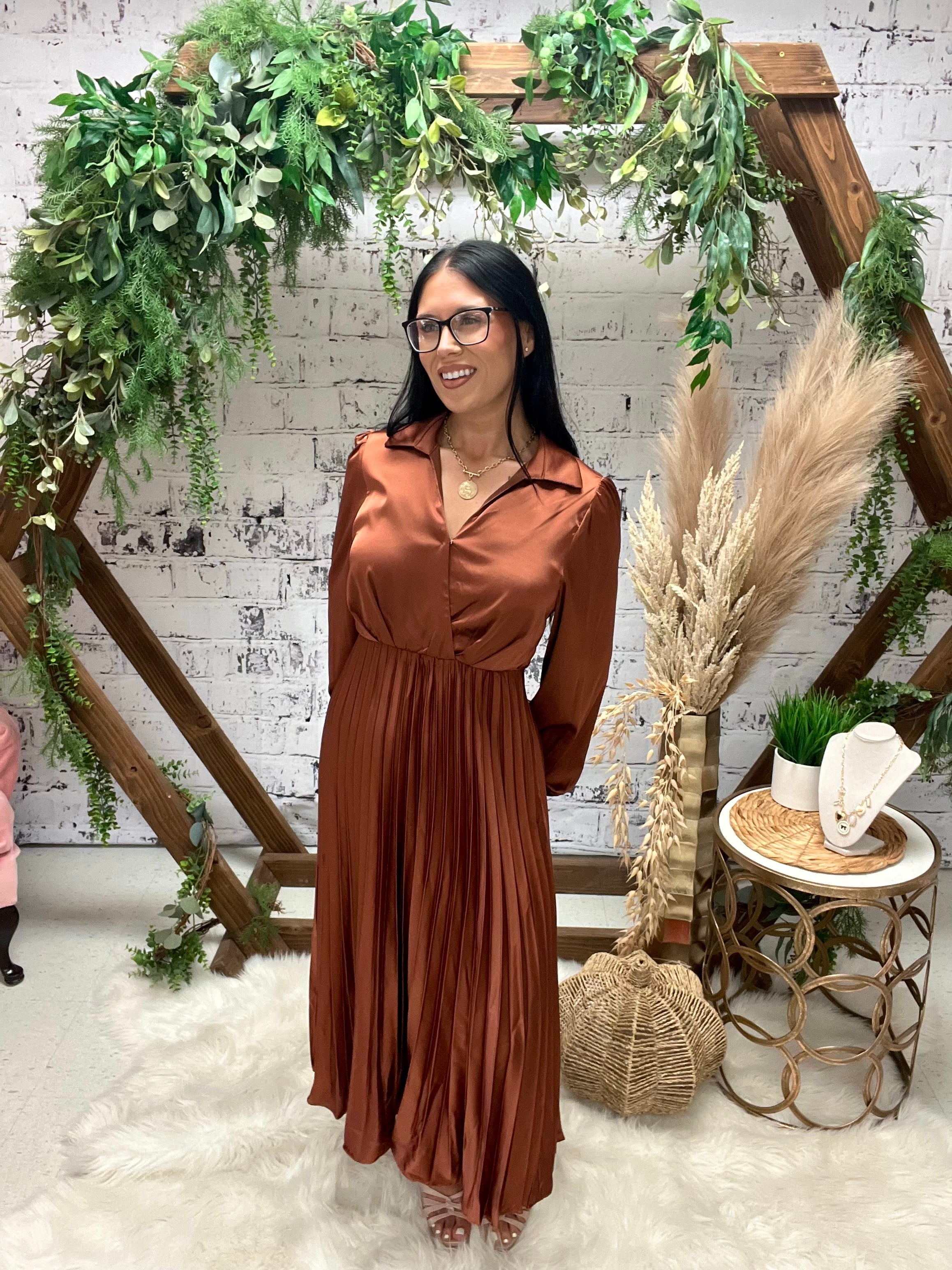 Elegance First Satin Midi Dress