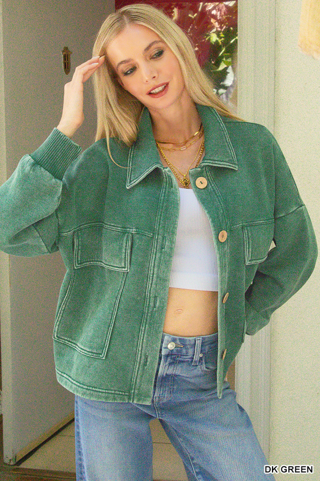 Acid Washed Cropped Shacket