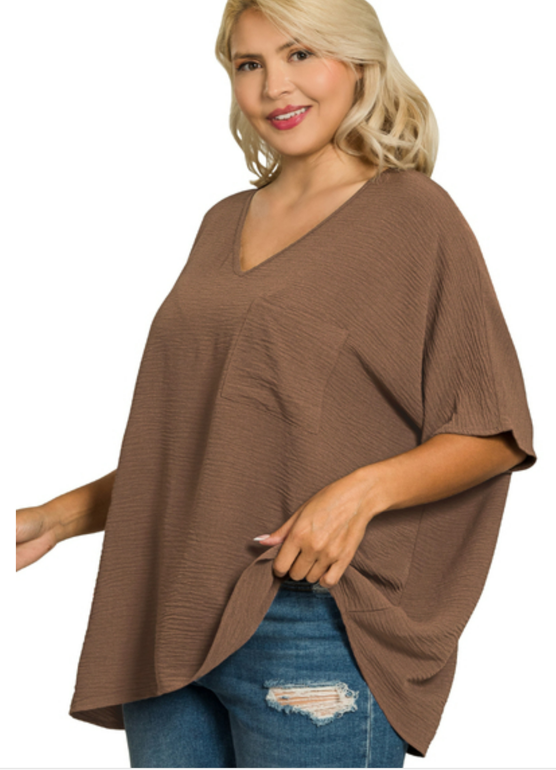 Curvy Classic Dolman V-NeckTop