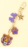 Game Day Tiger Theme Bag Charm Keychain