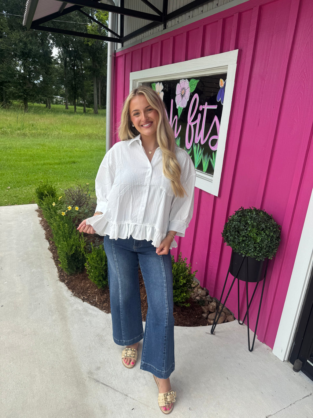 Coastal Elegance Ruffle Blouse