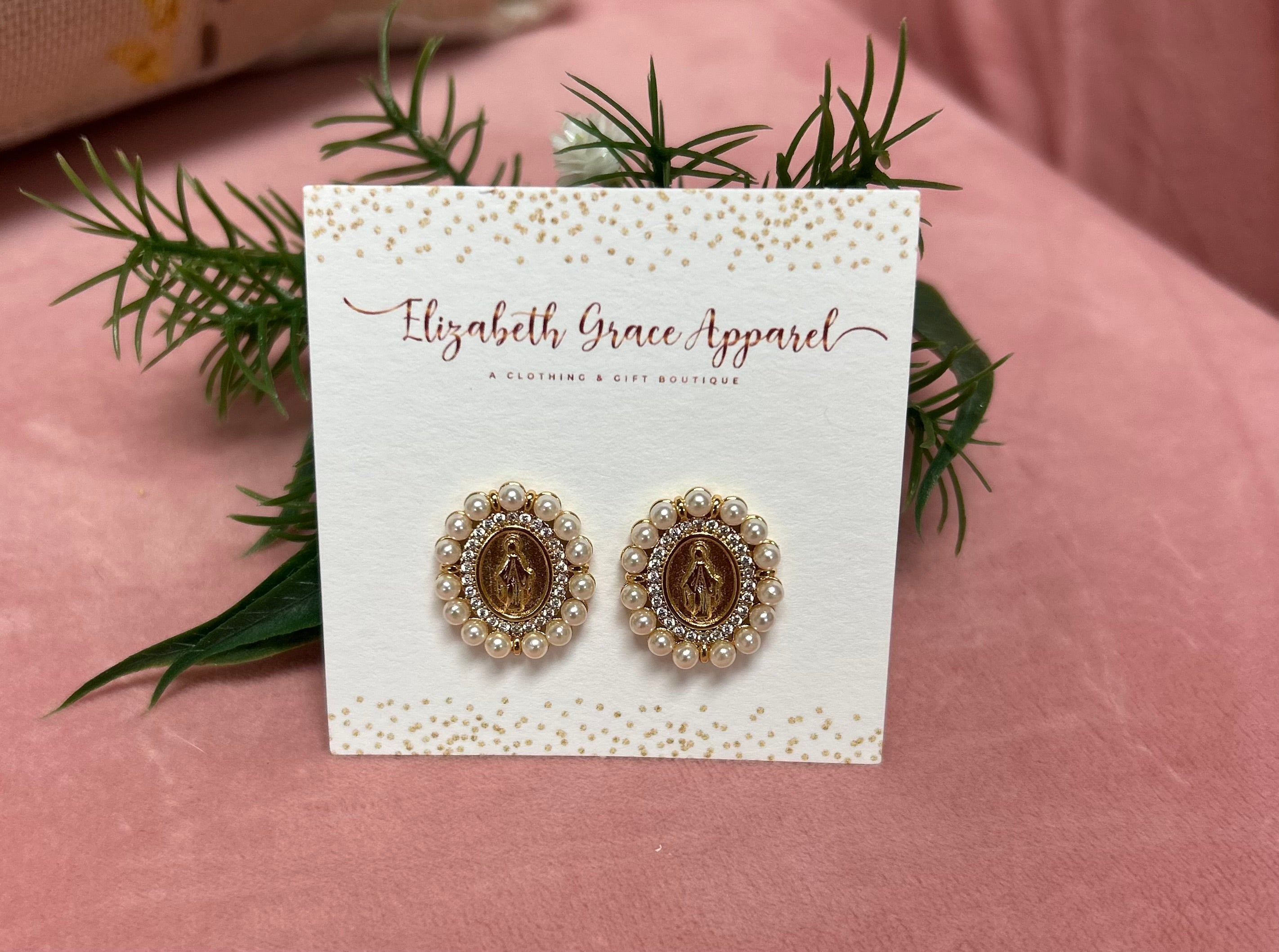 Mother Mary Studded Pearl Earrings