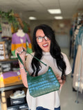 Emerald Allure Croc Shoulder Bag
