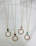 Glass & Circle Pendant Necklace