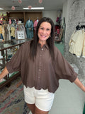 Cocoa Cloud Scallop Top
