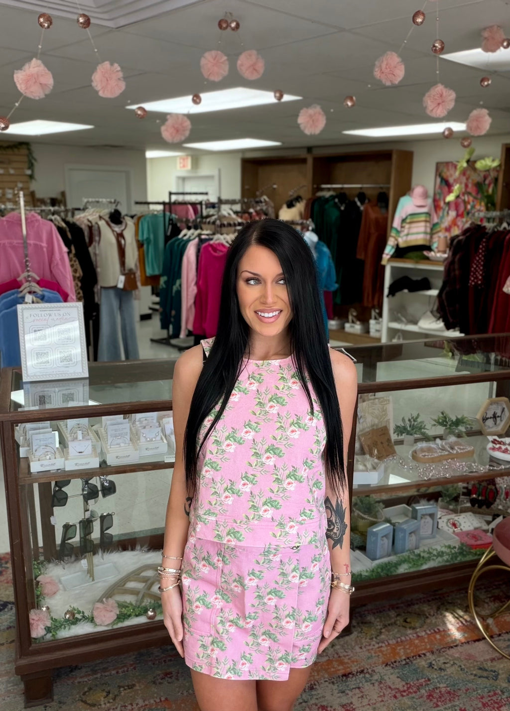 The Pink Petals Denim Top