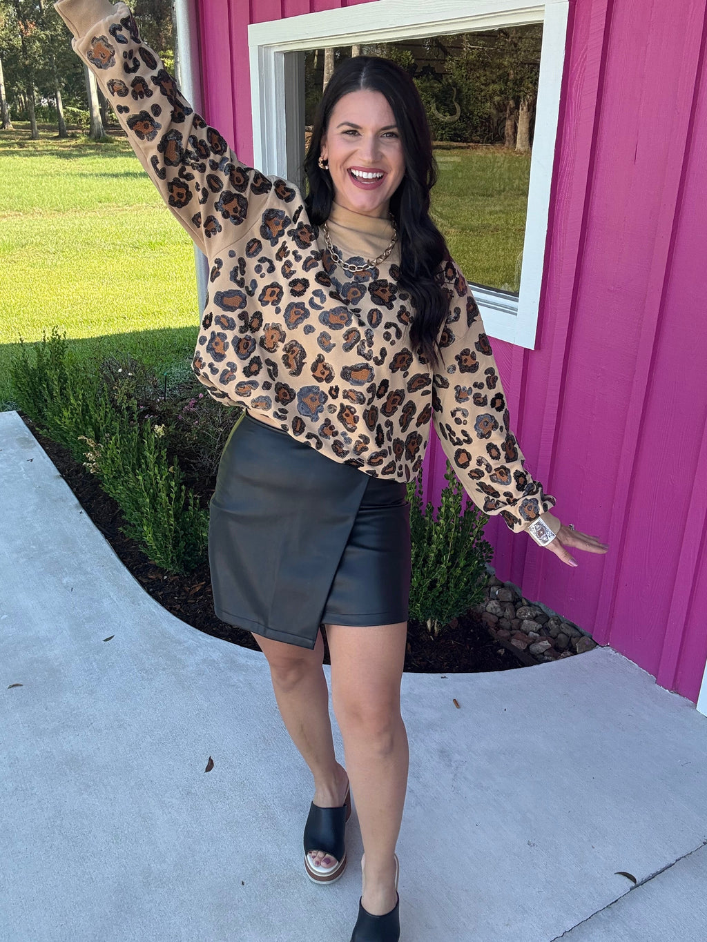 Leopard Mock Neck Sweatshirt